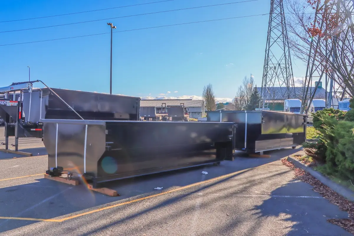 Roll-off dumpster ready for waste disposal at job site for Roll Off Dumpster Rental in Grimes